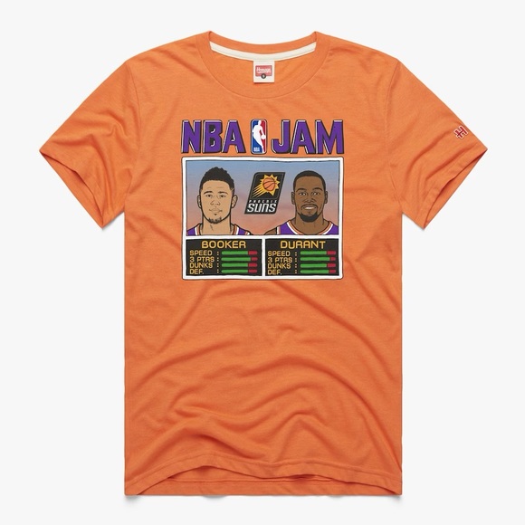 Devin Booker & Chris Paul Phoenix Suns Homage NBA Jam Tri-Blend T-Shirt Orange - Picture 6 of 7